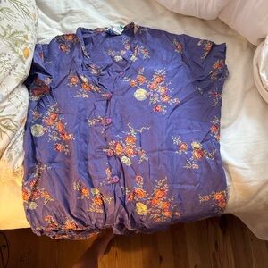 April Cornell Purple Floral Blouse